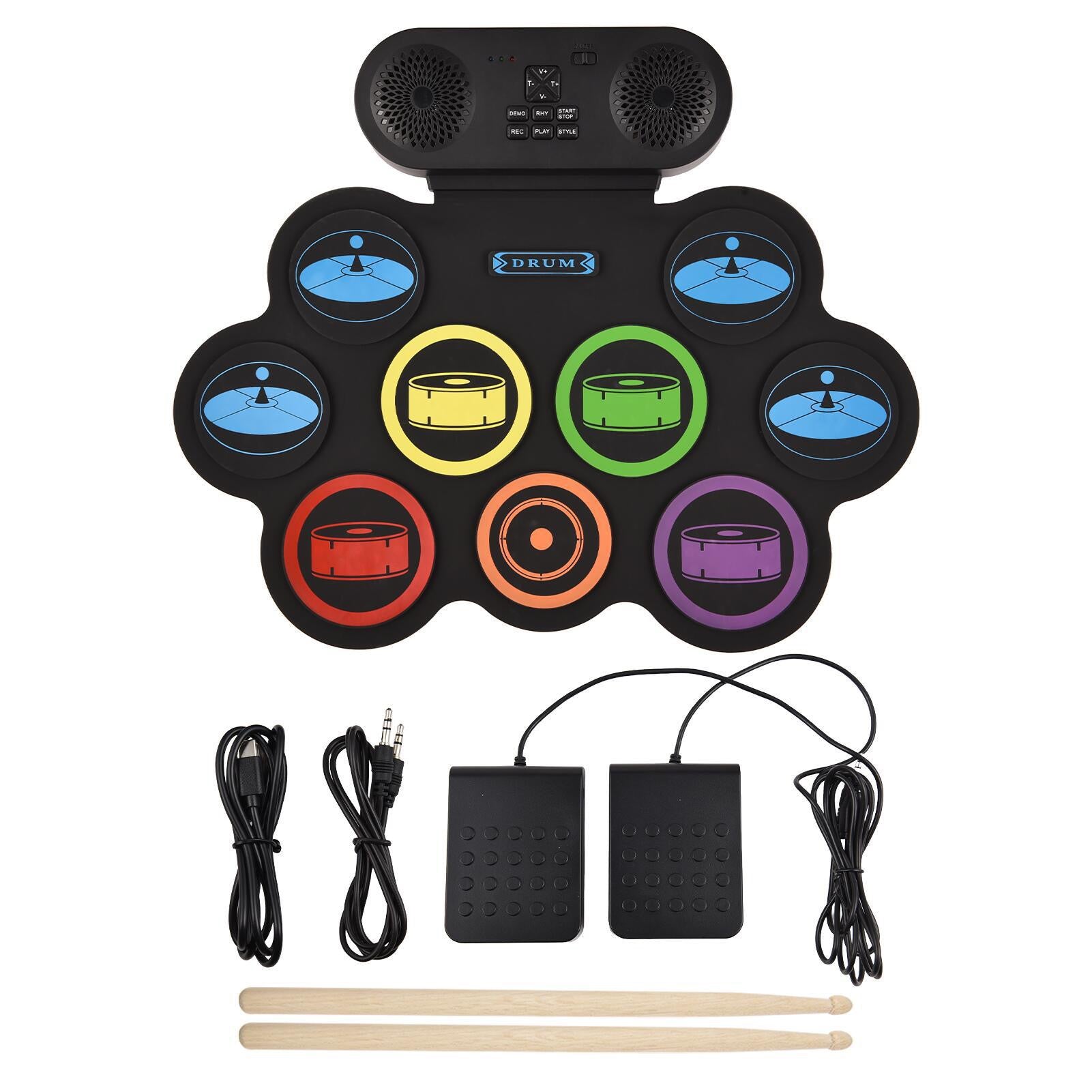 Electronic Drum Set Colour Pad with Built in Speaker & Battery