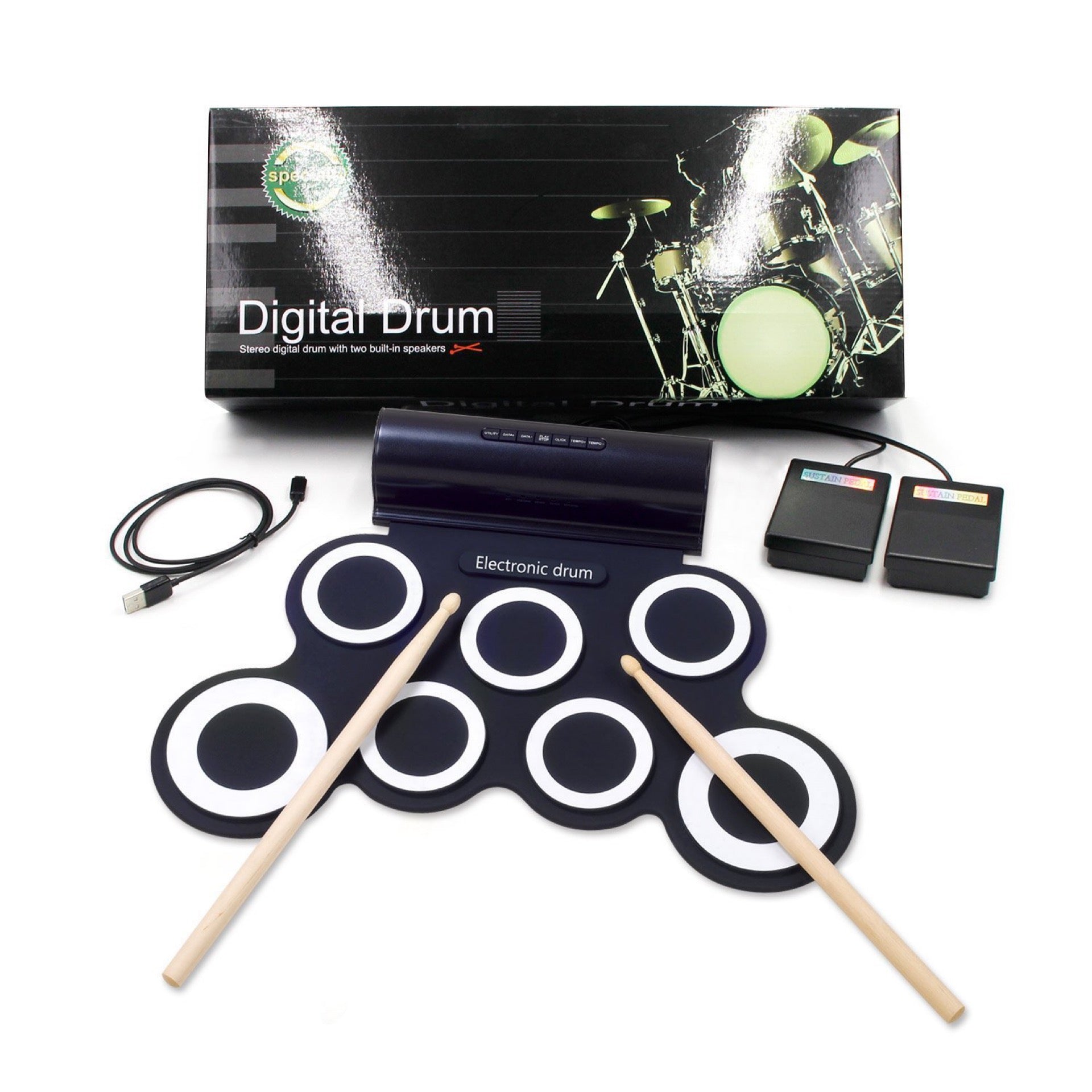 Electronic Drum Set with Built in Speaker and Battery